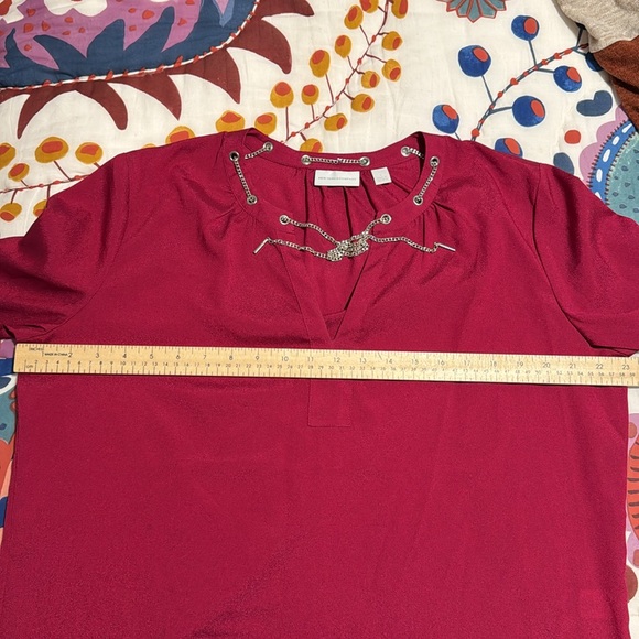NY&CO Fuchsia Blouse w Silver Chain Detail - Picture 6 of 7